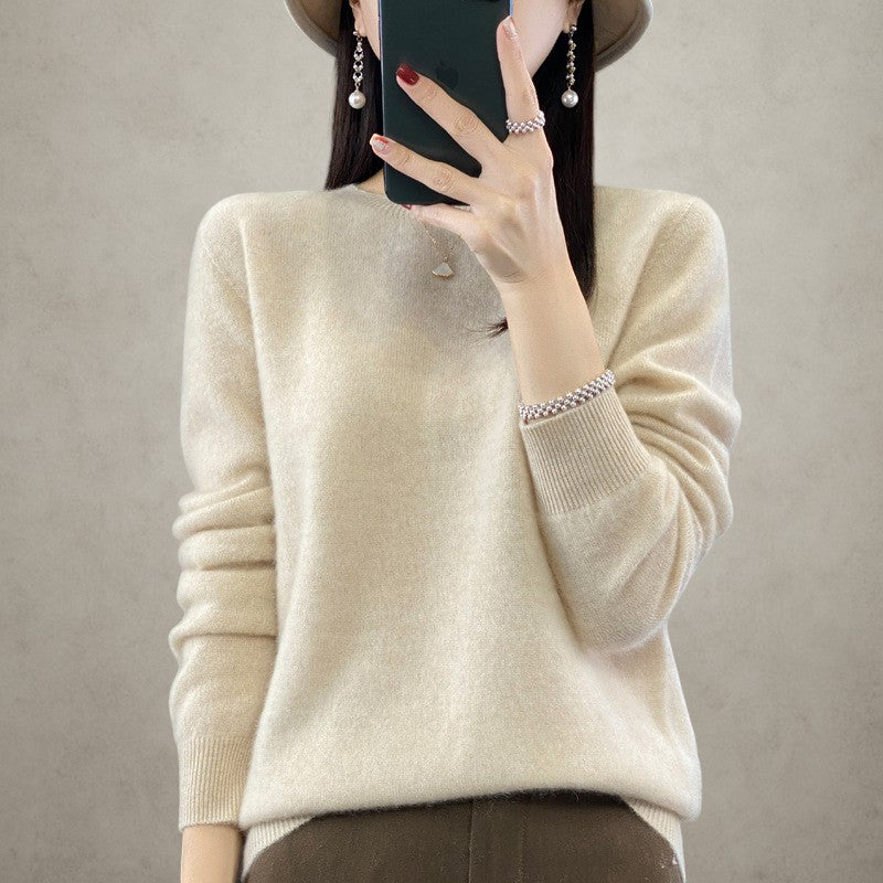 Women's Wool Crewneck Loose Knit Sweater