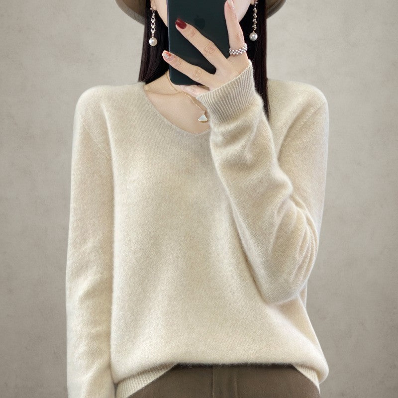 Women's Wool V-neck Pullover Sweater
