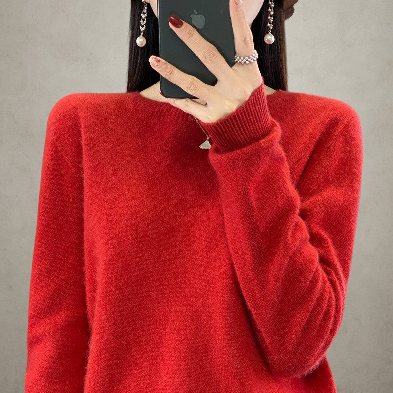 Women's Wool Crewneck Loose Knit Sweater