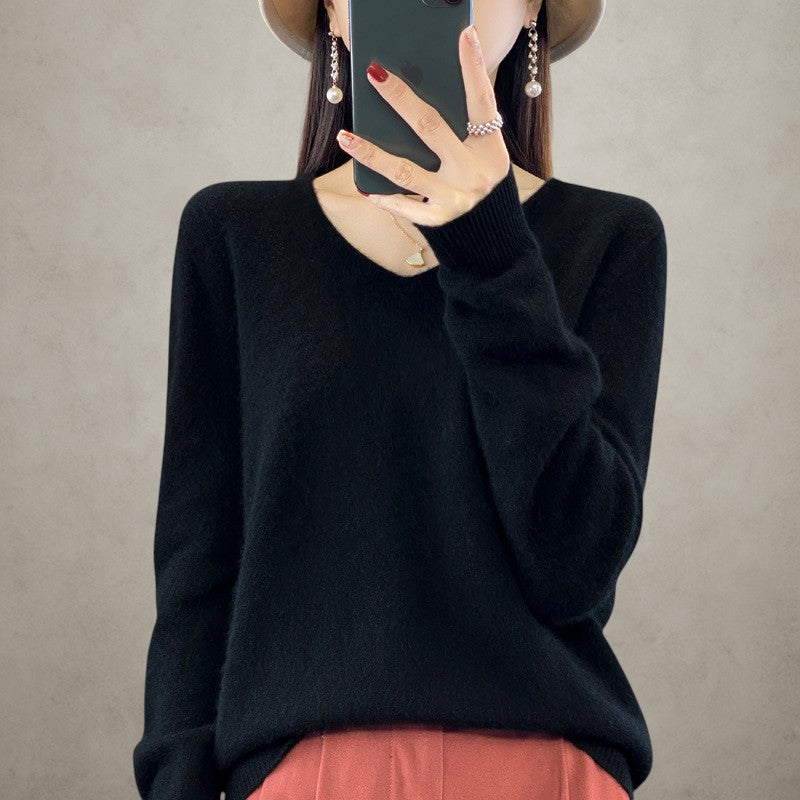 Women's Wool V-neck Pullover Sweater