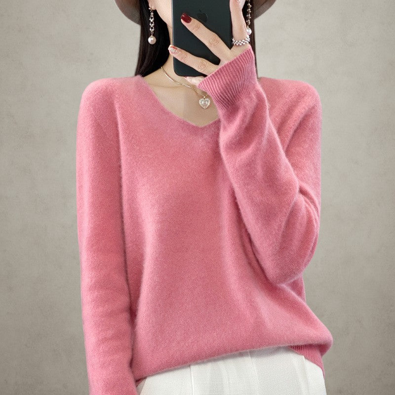 Women's Wool V-neck Pullover Sweater