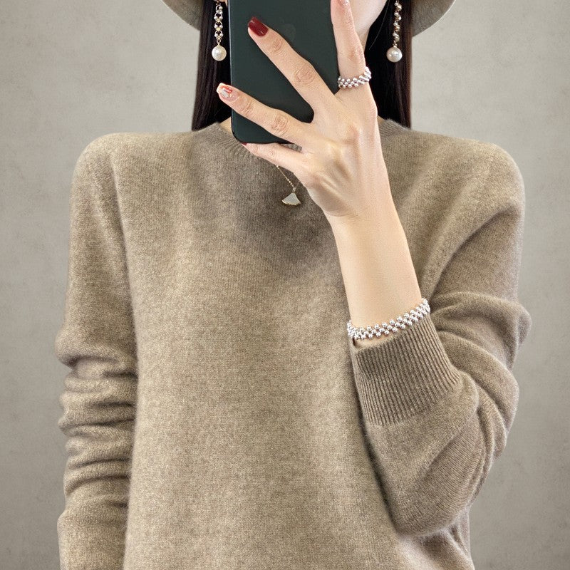 Women's Wool Crewneck Loose Knit Sweater