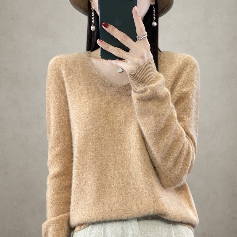 Women's Wool V-neck Pullover Sweater