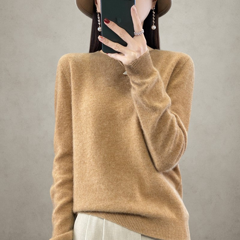 Women's Wool Crewneck Loose Knit Sweater