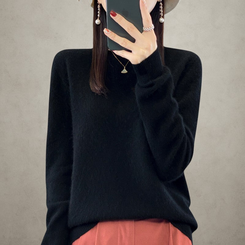 Women's Wool Crewneck Loose Knit Sweater