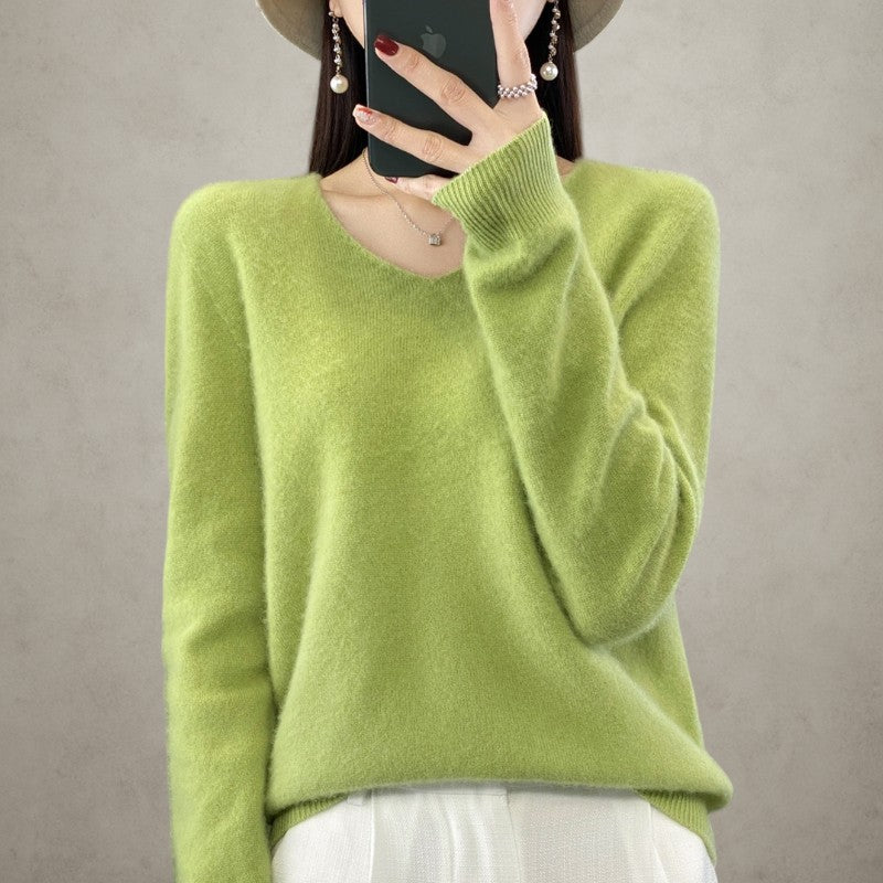 Women's Wool V-neck Pullover Sweater