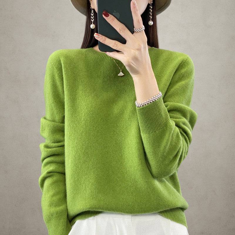 Women's Wool Crewneck Loose Knit Sweater