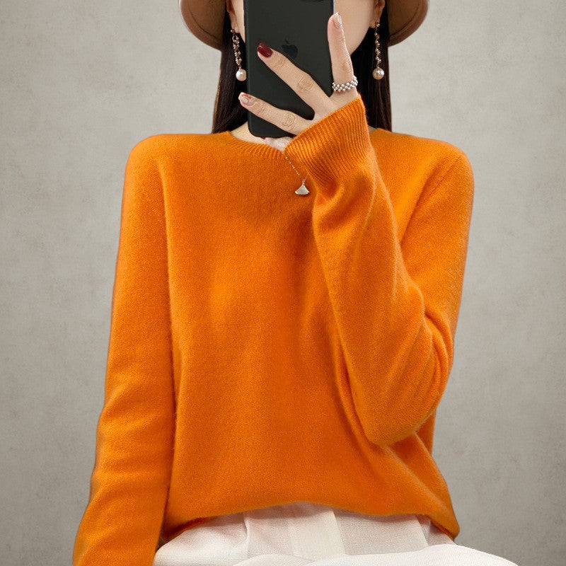 Women's Wool Crewneck Loose Knit Sweater