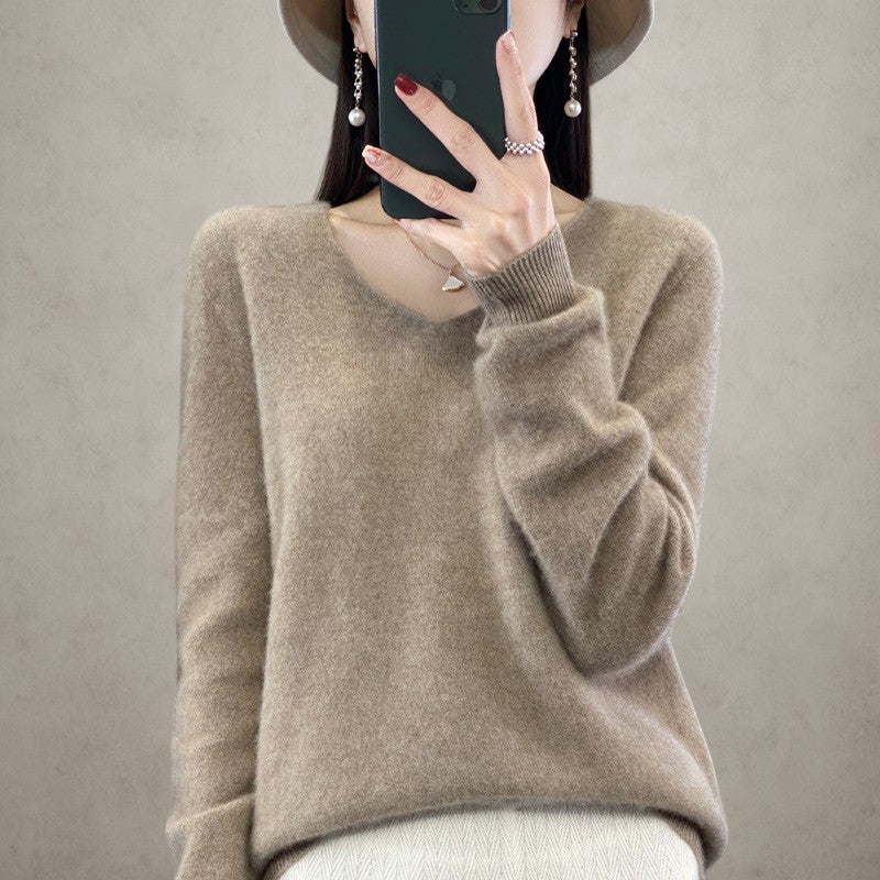 Women's Wool V-neck Pullover Sweater